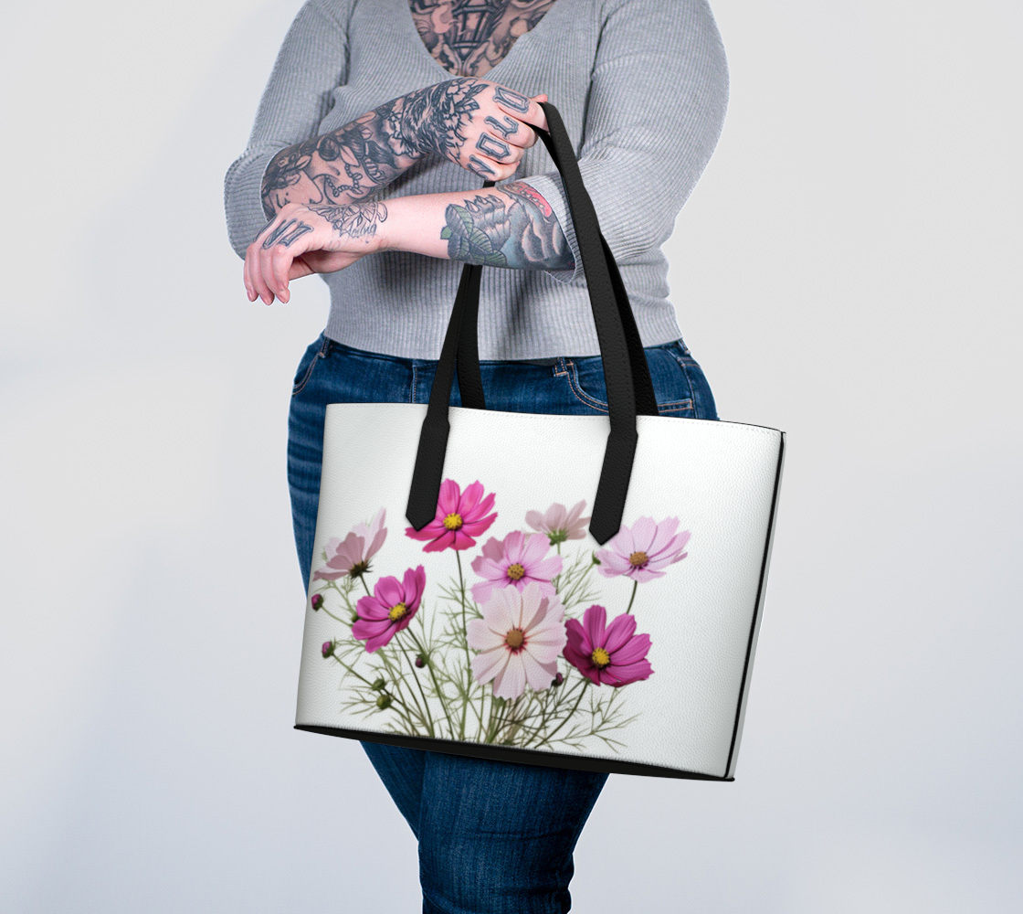 Vegan Leather Tote Bag FLowers FL045