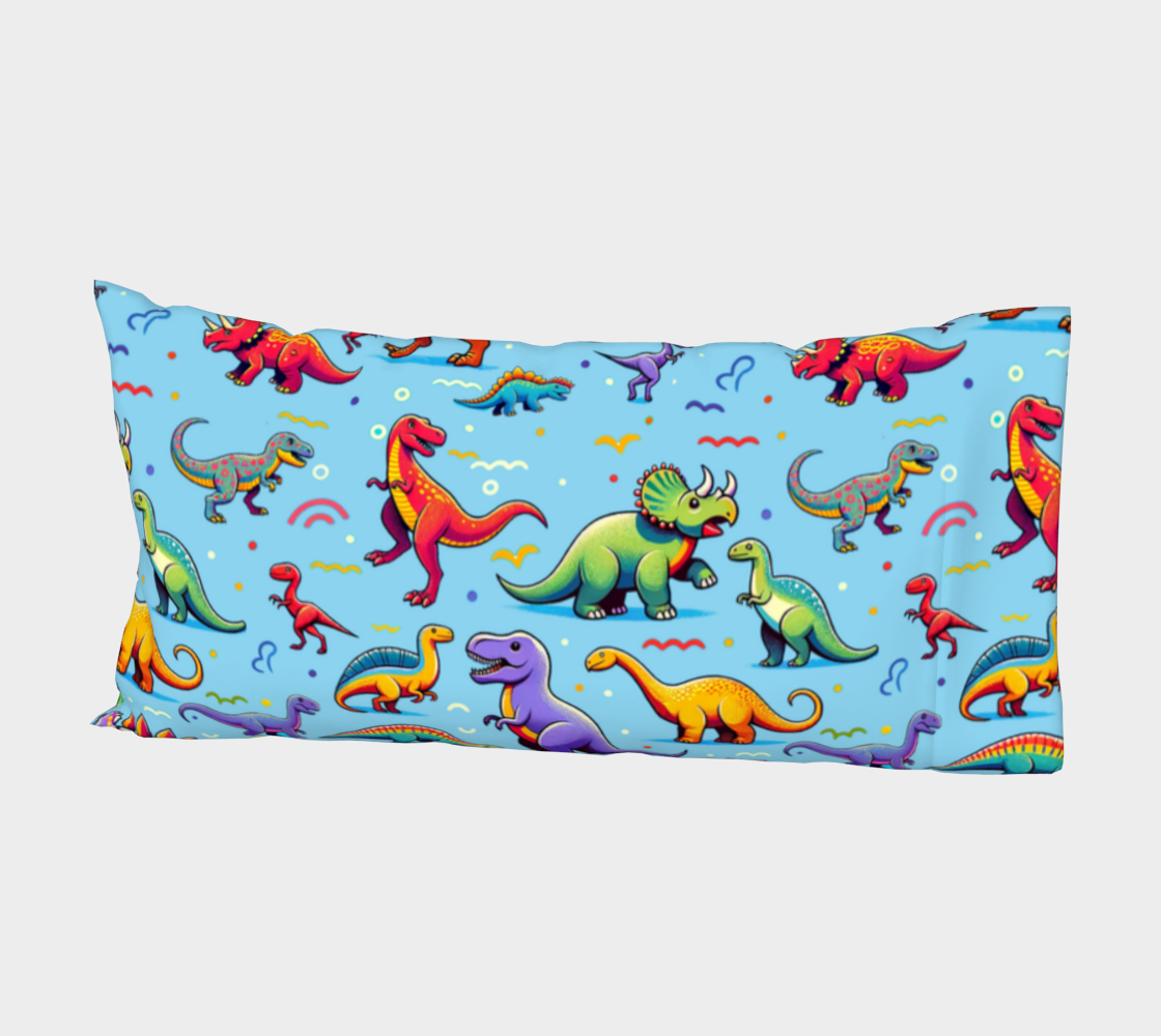 Boys Dinosaur Cotton Pillow Sleeve Light Blue ***