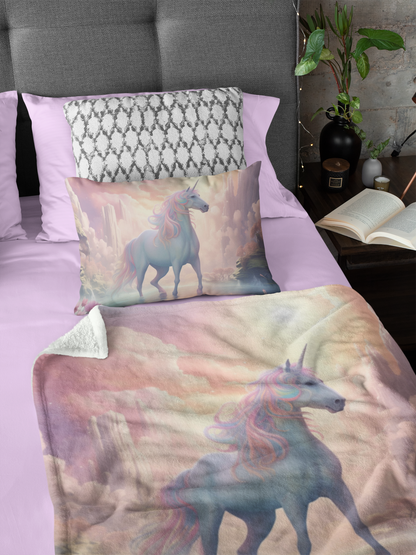 Girls Unicorn Enchanted Rainbow Velveteen Plush Blanket